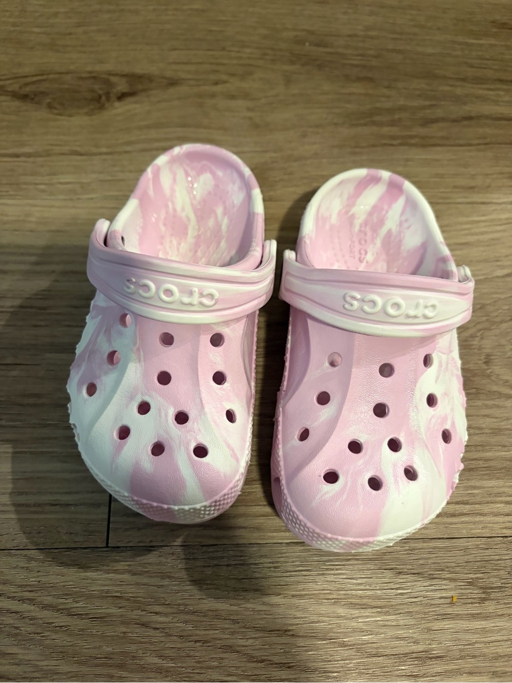 CROCS Kids Tie-Dye Pink and White Classic Clog
